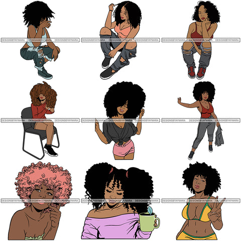 Bundle 9 Afro Independent Successful Woman SVG Cutting Files For Silhouette Cricut and More