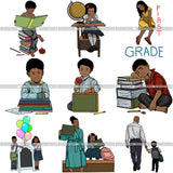 Bundle 9 Back to School Kid Student Education Supplies .PNG Print File Not For Cutting