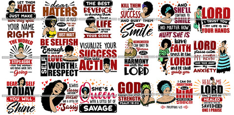 Special Bundle 18 Afro Boss Lady Lord Life Quotes SVG Files For Cutting and More