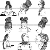 Bundle 9 Afro Woman Braids Dreads Dreadlocks Hairstyle SVG Cut Files For Silhouette and Cricut