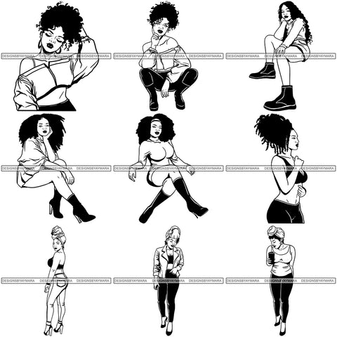 Bundle 9 Afro Independent Successful Woman SVG Cutting Files For Silhouette Cricut and More