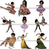Bundle 9 Afro Black Ballerina Woman Ballet Dancer .PNG Print File Not For Cutting
