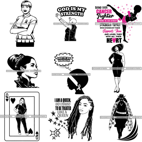 Free Bundle 9 Afro Woman SVG Cut Files For Silhouette and Cricut