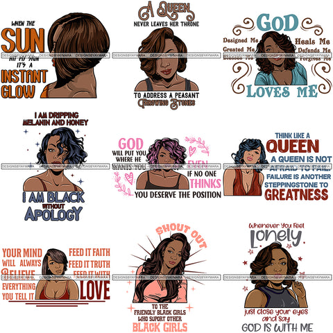 Bundle 9 Afro Independent Successful Woman SVG Cutting Files For Silhouette Cricut and More