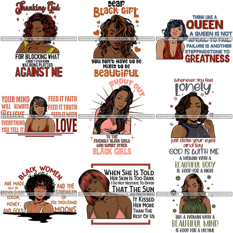 Bundle 9 Afro Independent Successful Woman SVG Cutting Files For Silhouette Cricut and More