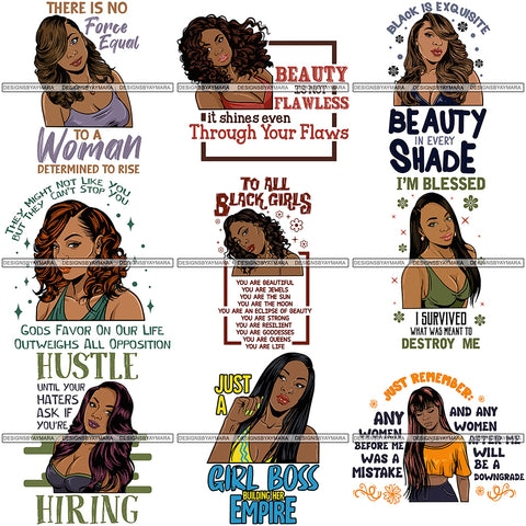 Bundle 9 Afro Independent Successful Woman SVG Cutting Files For Silhouette Cricut and More
