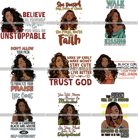 Bundle 9 Afro Independent Successful Woman SVG Cutting Files For Silhouette Cricut and More