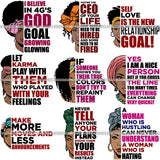 Bundle 9 Afro Melanin Popping Life Quotes SVG Cutting Files For Silhouette Cricut and More