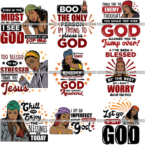 Super Bundle More Than 90 Afro Woman God Lord Life Quotes SVG Cutting Files For Silhouette and Cricut and More!
