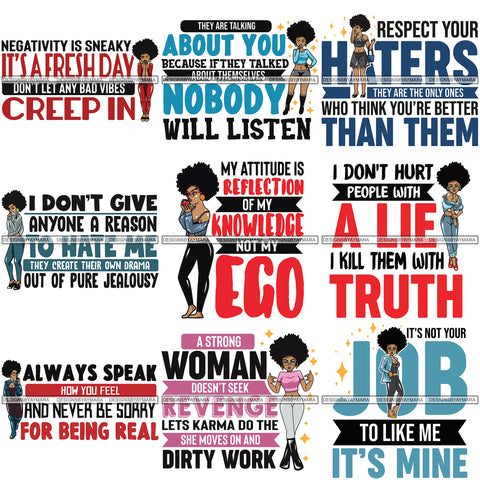 Bundle 9 Afro Lola Melanin Popping SVG Cutting Files For Silhouette Cricut and More!