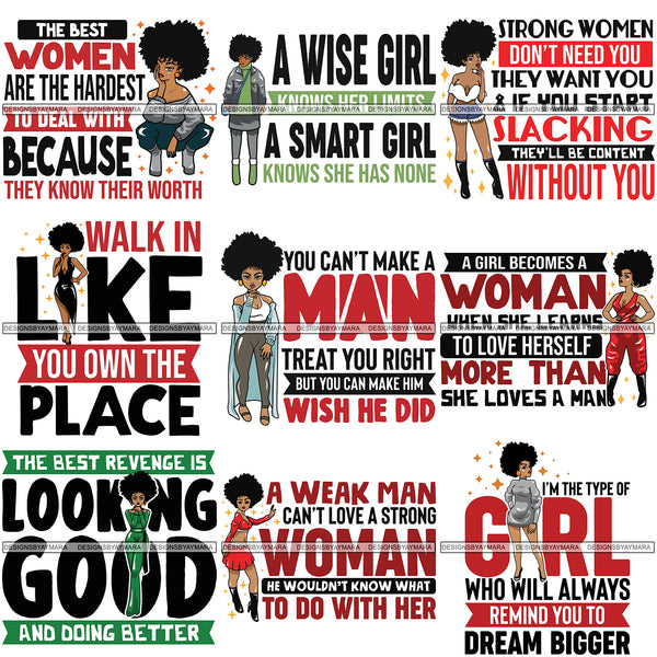 Bundle 9 Afro Lola Melanin Popping SVG Cutting Files For Silhouette Cricut and More!