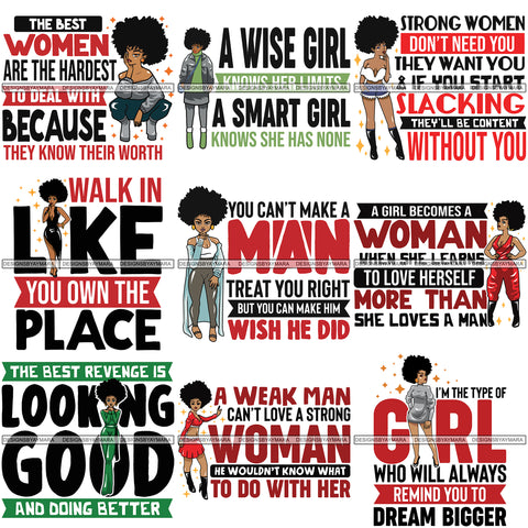 Bundle 9 Afro Lola Melanin Popping SVG Cutting Files For Silhouette Cricut and More!