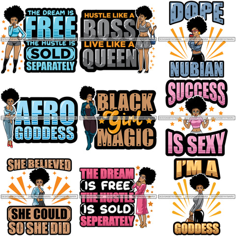 Bundle 9 Afro Lola Melanin Popping SVG Cutting Files For Silhouette Cricut and More!