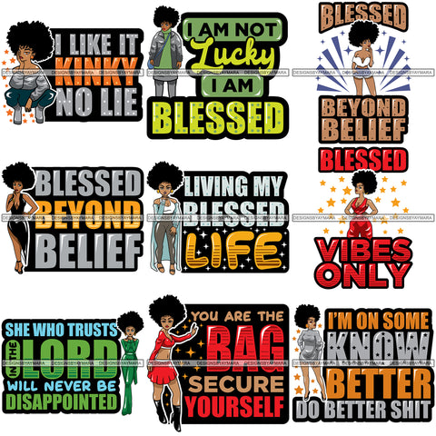 Bundle 9 Afro Lola Melanin Popping SVG Cutting Files For Silhouette Cricut and More!