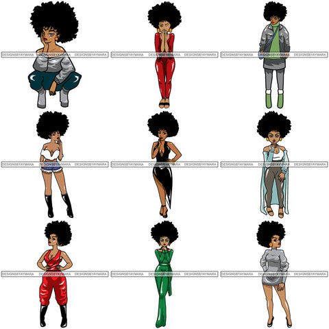Bundle 9 Afro Lola Melanin Popping SVG Cutting Files For Silhouette Cricut and More!