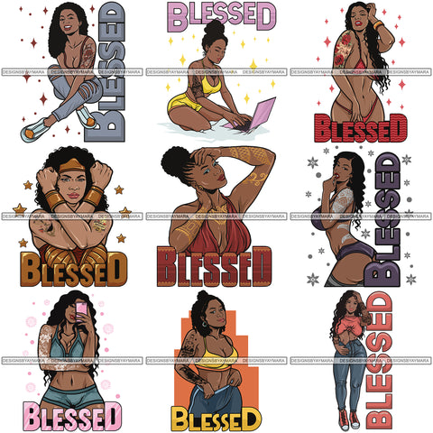 Bundle 9 Dope Diva Blessed Life Quotes SVG Cutting Files For Silhouette Cricut and More