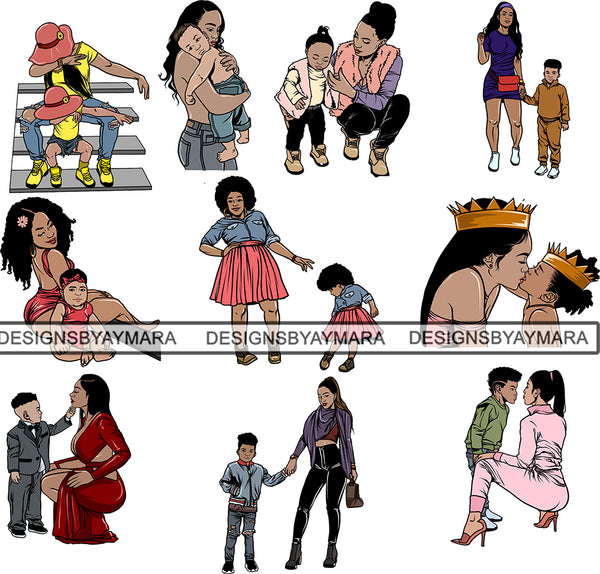 Bundle of 10 Happy Mother's Day Beautiful Woman Mom Child Goddess True Love  .SVG .JPG .PNG Vector Clipart Not For Cutting