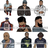Bundle 9 Handsome Black Man PNG For Print