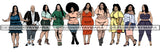 Bundle of 10 Afro Thick BBW Woman African American Ethnicity Queen Diva Classy Lady Beautiful Big And Bougie  PNG JPG EPS Vector Clipart