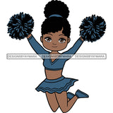 Afro Cheerleader Woman SVG Cutting Files For Silhouette Cricut and More