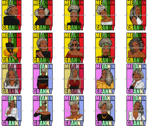 Bundle 20 Melanin Granny Mommy Quotes Grandma Happy Mother's Day Abuela SVG JPG PNG Vector Clipart Cricut Silhouette Cut Cutting
