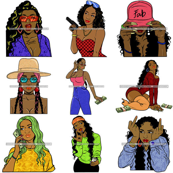 Bundle Of The Century 100 Afro Bad Ass Street Urban Goddess Hustle Woman Money Maker .SVG Cutting Files For Silhouette and Cricut and More!