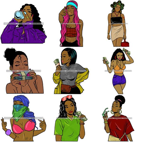 Bundle Of The Century 100 Afro Bad Ass Street Urban Goddess Hustle Woman Money Maker .SVG Cutting Files For Silhouette and Cricut and More!