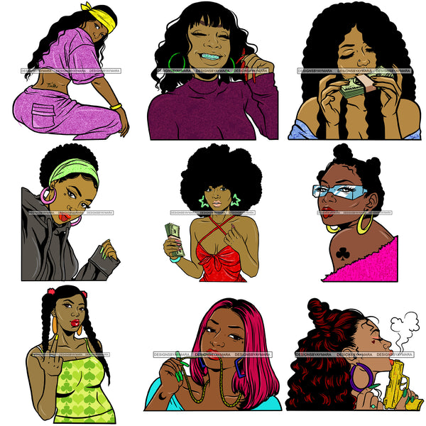 Bundle Of The Century 100 Afro Bad Ass Street Urban Goddess Hustle Woman Money Maker .SVG Cutting Files For Silhouette and Cricut and More!