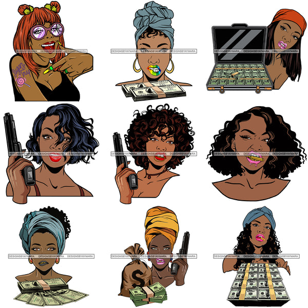 Bundle Of The Century 100 Afro Bad Ass Street Urban Goddess Hustle Woman Money Maker .SVG Cutting Files For Silhouette and Cricut and More!