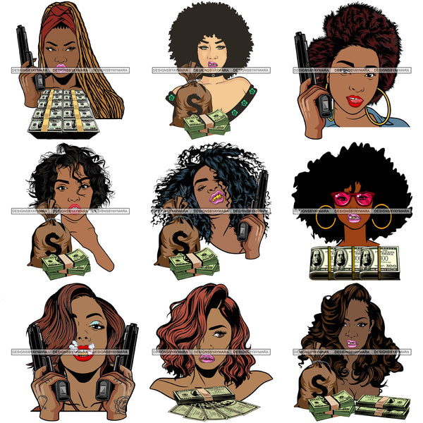 Bundle Of The Century 100 Afro Bad Ass Street Urban Goddess Hustle Woman Money Maker .SVG Cutting Files For Silhouette and Cricut and More!