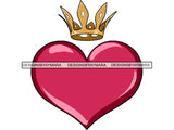 Golden Gold Crown Red Heart JPG PNG Clipart Cricut Silhouette Cut Cutting