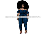 Afro Thick BBW Woman African American Ethnicity Queen Diva Classy Lady Beautiful Big And Bougie  PNG JPG EPS Vector Clipart