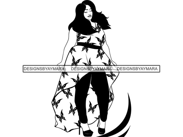 Afro Beautiful Big Woman SVG BBW Big And Bougie Queen Diva Classy Lady  .SVG .EPS .PNG Vector Clipart Silhouette Cricut Circuit Cut Cutting