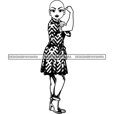 Afro Strong Lola Flexing We Can Do It Woman Power .SVG Cutting Files For Silhouette Cricut and More!