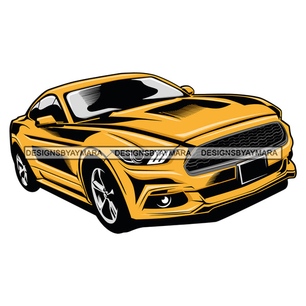 Gold and Black Muscle Car Fast SVG Cutting Vector Files Artwork for Cricut Silhouette And More