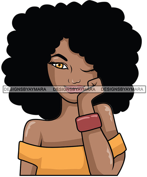 Black Woman Character Big Afro JPG PNG Clipart Cricut Silhouette Cut Cutting