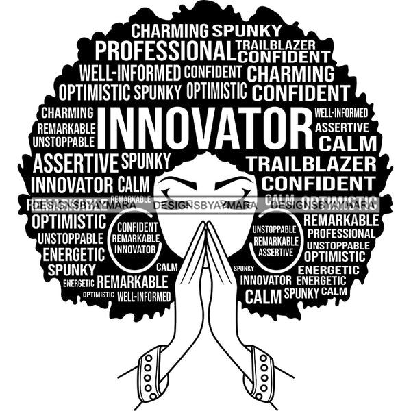 Afro Woman Praying Hair Quotes Educated Smart Queen SVG Cutting Vector Files Cricut Silhouette Best Price!