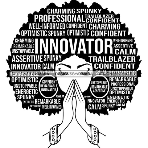 Afro Woman Praying Hair Quotes Educated Smart Queen SVG Cutting Vector Files Cricut Silhouette Best Price!