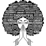 Afro Woman Praying Hair Quotes Educated Smart Queen SVG Cutting Vector Files Cricut Silhouette Best Price!