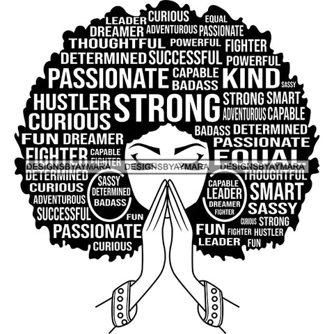 Afro Woman Praying Hair Quotes Educated Smart Queen SVG Cutting Vector Files Cricut Silhouette Best Price!
