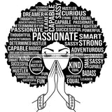 Afro Woman Praying Hair Quotes Educated Smart Queen SVG Cutting Vector Files Cricut Silhouette Best Price!