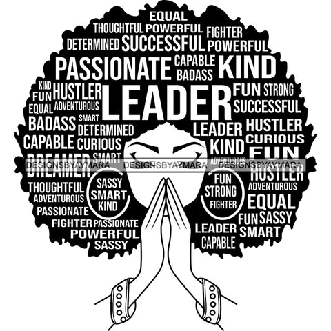 Afro Woman Praying Hair Quotes Educated Smart Queen SVG Cutting Vector Files Cricut Silhouette Best Price!