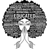 Afro Woman Praying Hair Quotes Educated Smart Queen SVG Cutting Vector Files Cricut Silhouette Best Price!