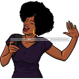 Black Female Singer In Purple Top Afro Singing   JPG PNG  Clipart Cricut Silhouette Cut Cutting