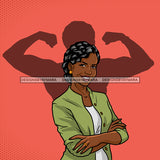 Black Woman Senior Citizen Granny Grandma Gray Hair Green Jacket Arms Crossed Pink Coral Background  Skillz JPG PNG Clipart Cricut Silhouette Cut Cutting