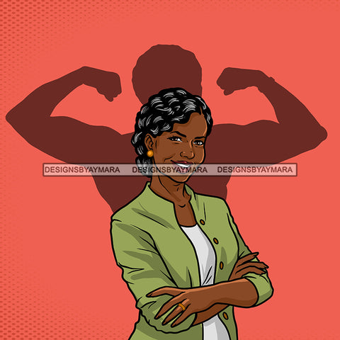 Black Woman Senior Citizen Granny Grandma Gray Hair Green Jacket Arms Crossed Pink Coral Background  Skillz JPG PNG Clipart Cricut Silhouette Cut Cutting