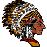 Native American Man Chief Indigenous Warrior War Bonnet Gold Black Headdress Headband Feathers Tribes Native  Skillz JPG PNG  Clipart Cricut Silhouette Cut Cutting