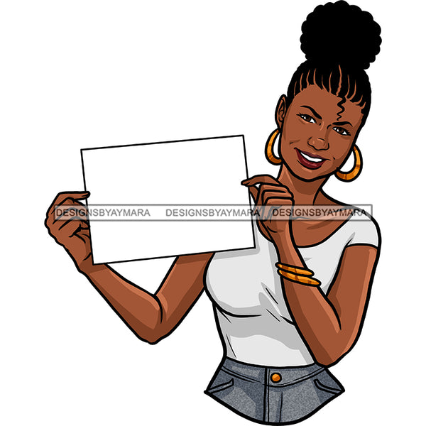 Black Queen Holding A Sign Banner With Braids JPG PNG  Clipart Cricut Silhouette Cut Cutting