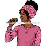 Black Singer In Pink Top And Headwrap Singing  Color JPG PNG  Clipart Cricut Silhouette Cut Cutting