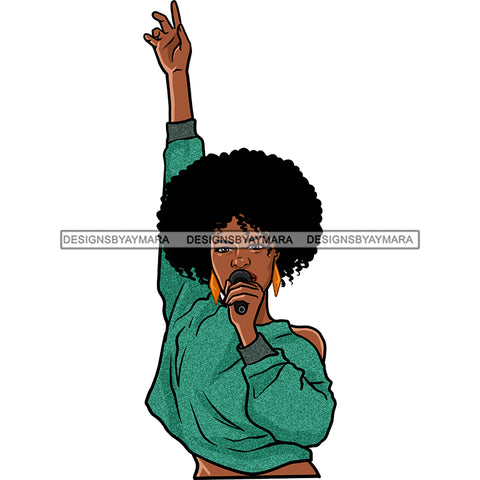 Black Singer In Green Top Singing   JPG PNG  Clipart Cricut Silhouette Cut Cutting